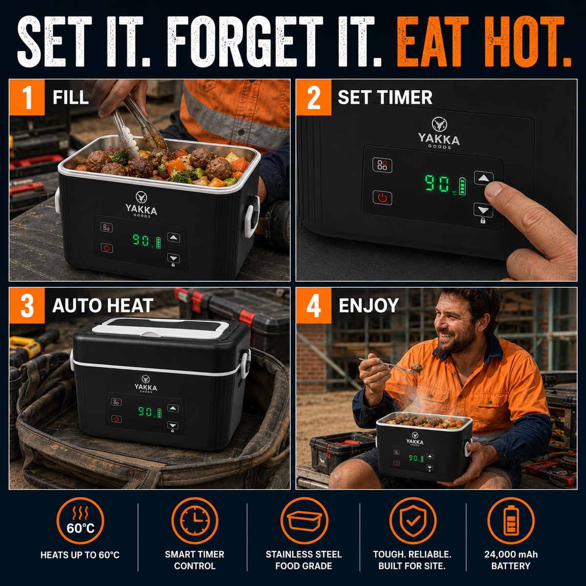 Yakka Heating LunchBox 1.5L - Extra Large
